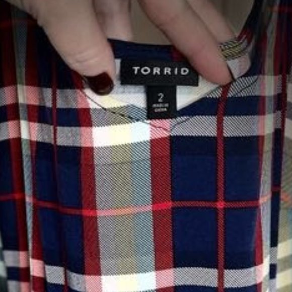 Torrid Blue Plaid Ava Stretch Challis Cami - Picture 5 of 8